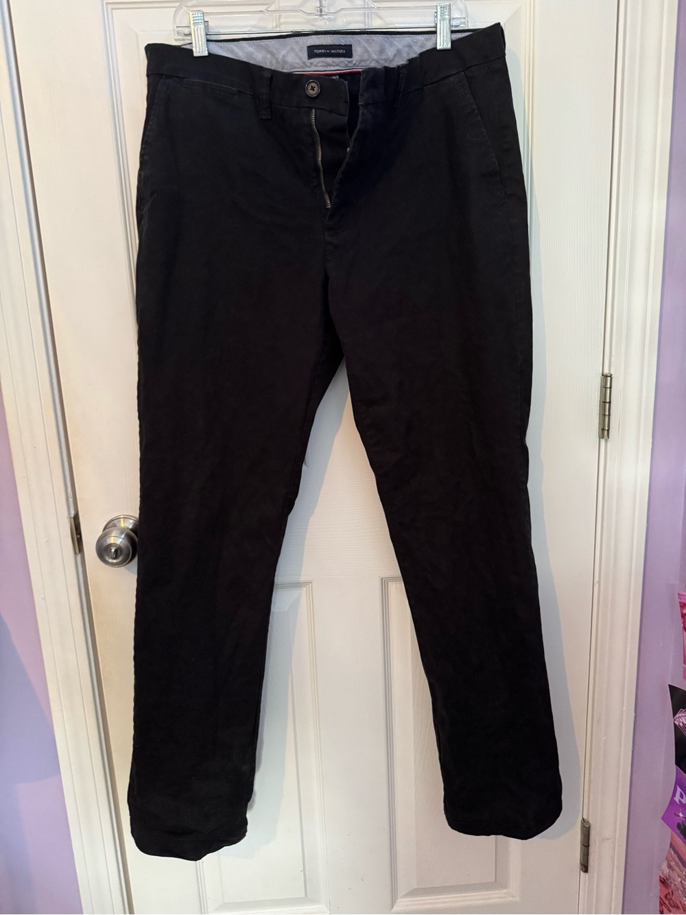 Tommy Hilfiger Black Pants with Signature Red-White Trim